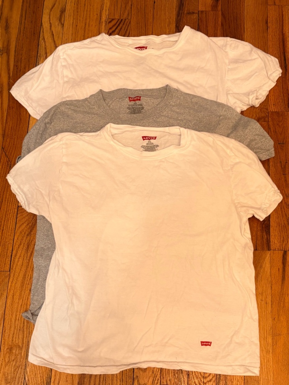 Levi's 2 White Tees and 1 Gray tee with Red Logo Tag